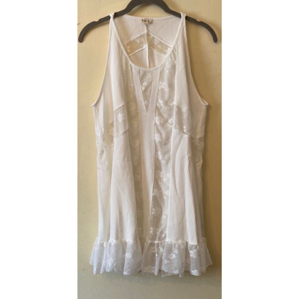 Pol dress pol mini dress pol tunic WHITE dress lace Lacey womens size medium NEW